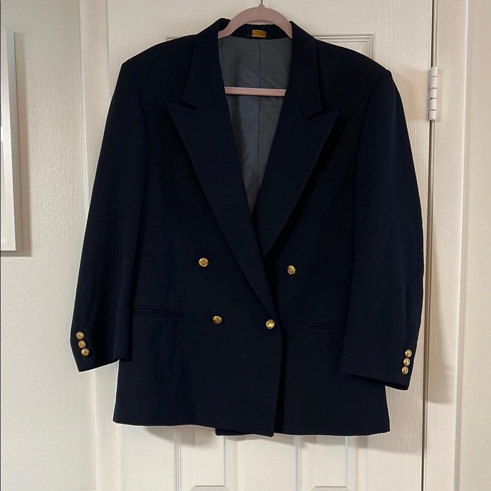 Vintage Givenchy Navy Blazer with Gold Buttons